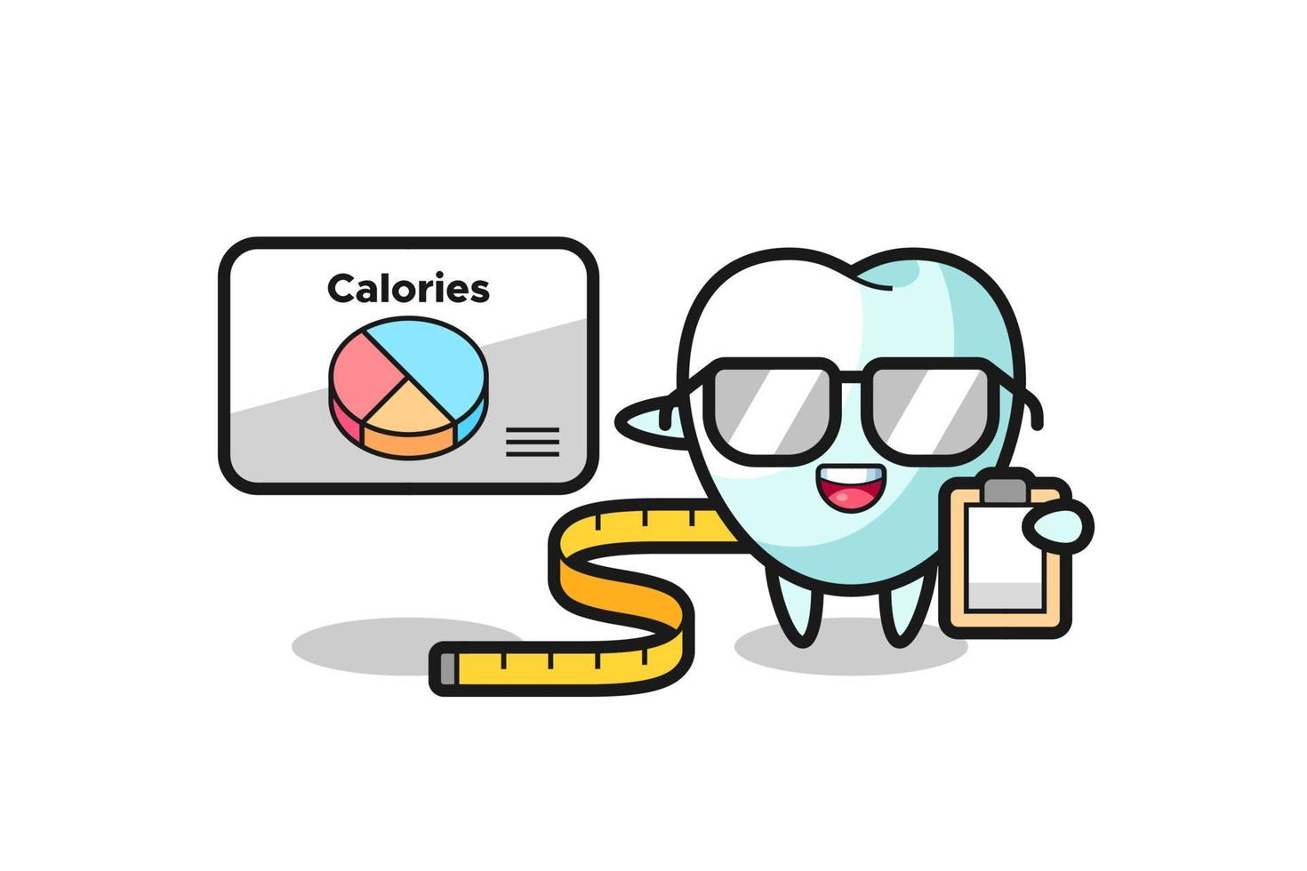 ilustração de mascote de dente como nutricionista vetor