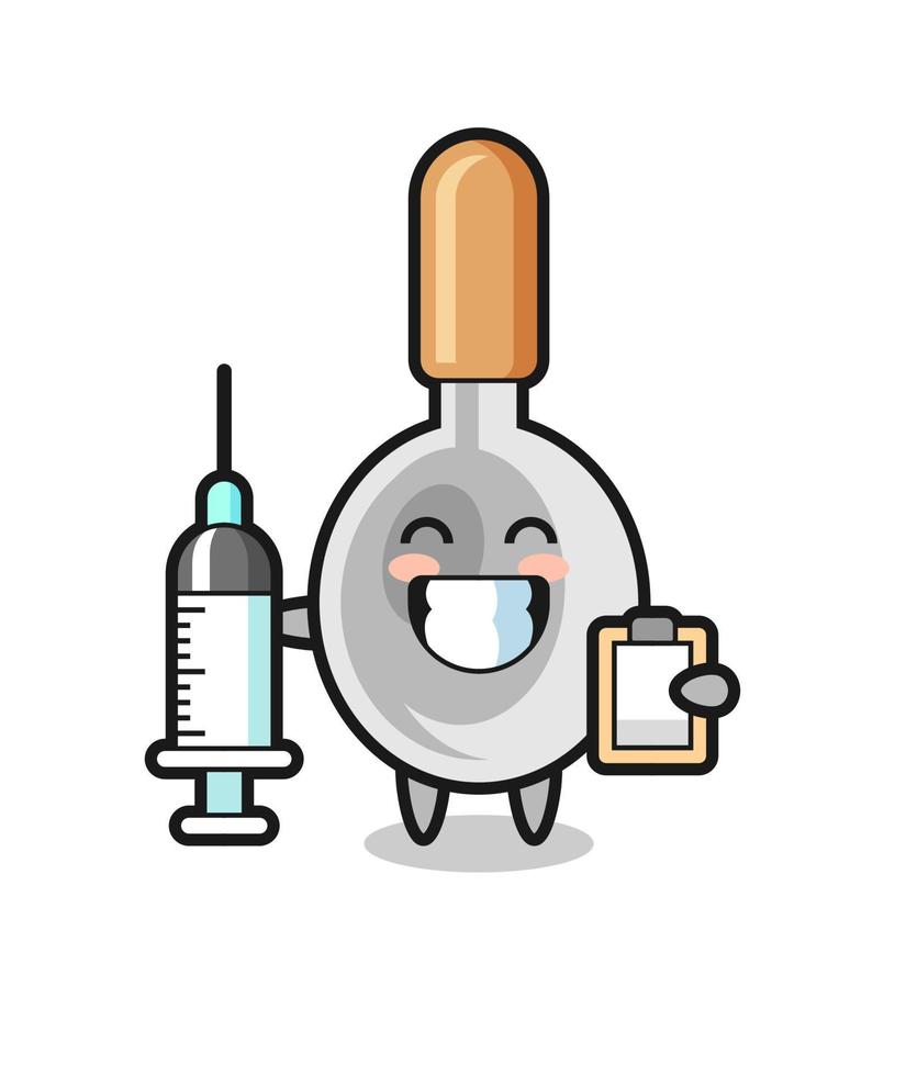 ilustração de mascote de colher de cozinha como médico vetor