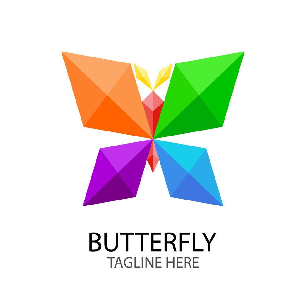 logotipo de borboleta de gema colorida, para um logotipo ou símbolo da empresa vetor