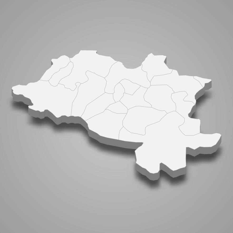 3d mapa isométrico de ordu é uma província da turquia vetor