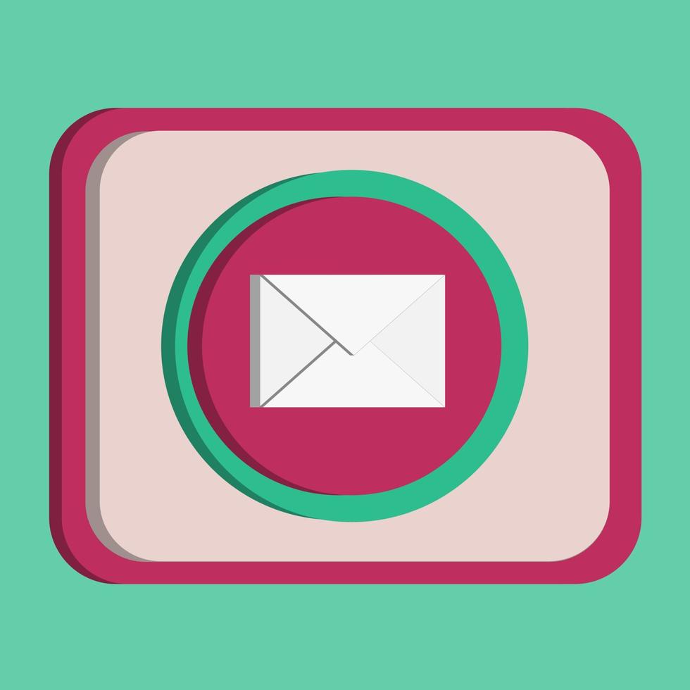 Vetor de botão de ícone de mensagem 3d com fundo turquesa e rosa, melhor para imagens de design de propriedade, cores editáveis, ilustração vetorial popular