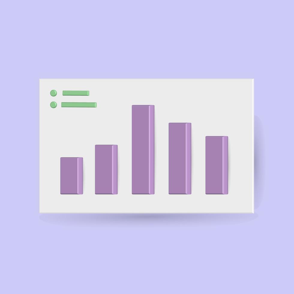 gráfico de barras 3d ícone vetor tendência de alta e tendência de baixa no mercado ou crescimento financeiro do negócio