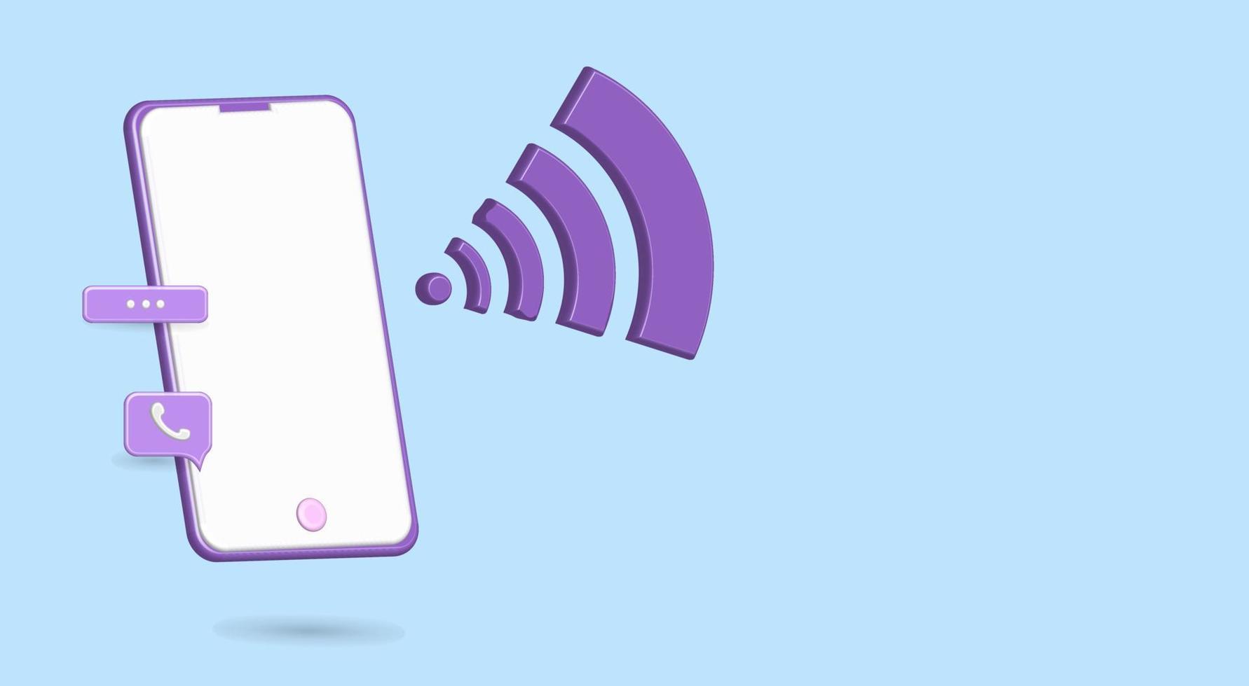 Vetor de ícone de smartphone 3d com sinal, forma de chamada, balão de fala e ícone de chamada
