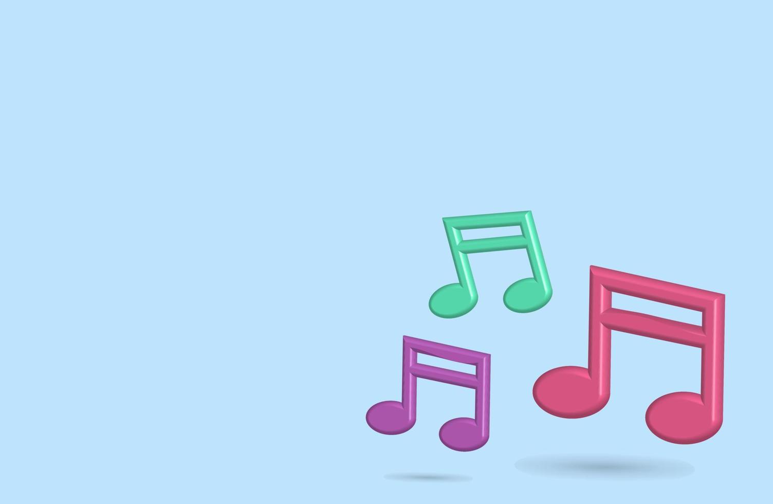 vetor de ícone de nota de música 3d para tema de entretenimento