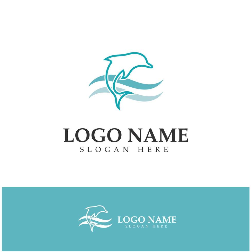 vetor de design de logotipo de ícone de golfinho