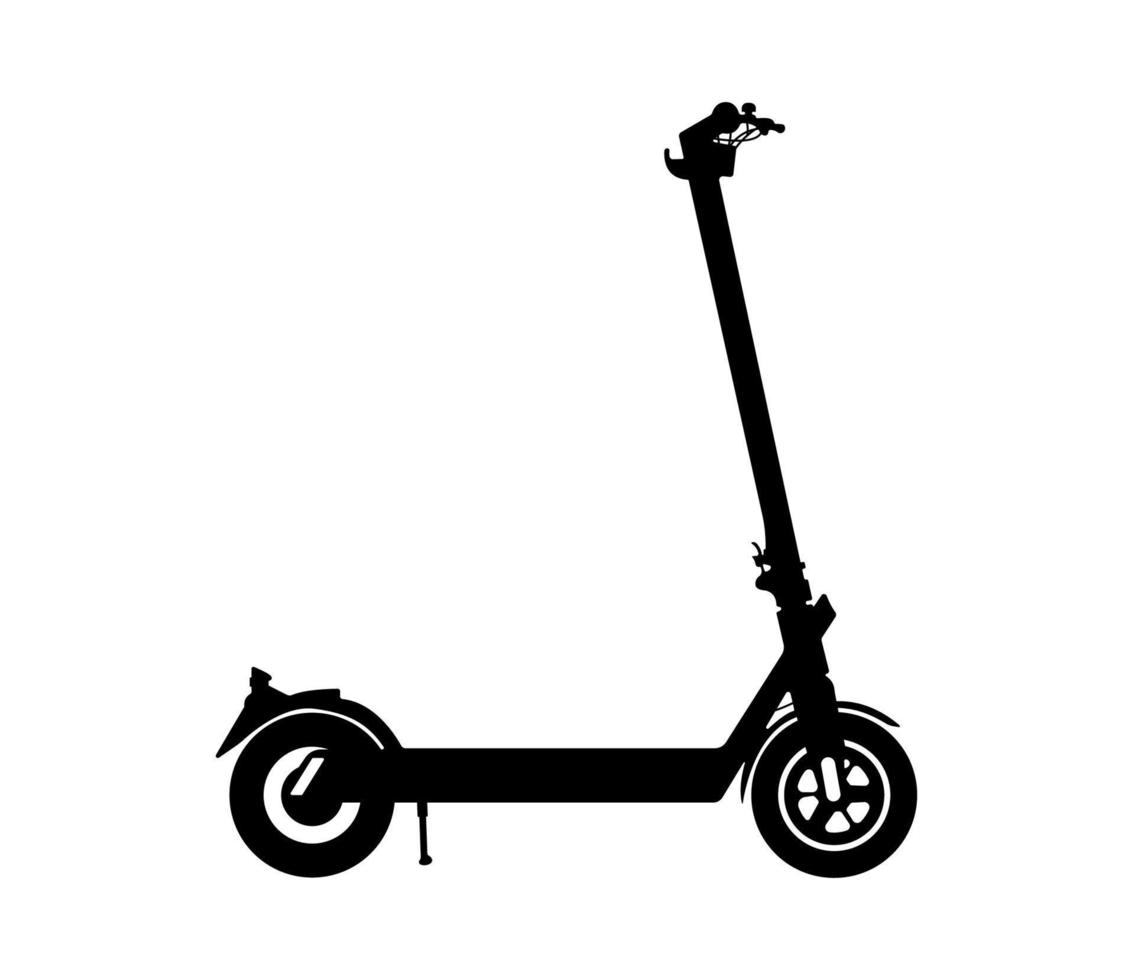 ilustração de silhueta de scooter de chute elétrico. vetor