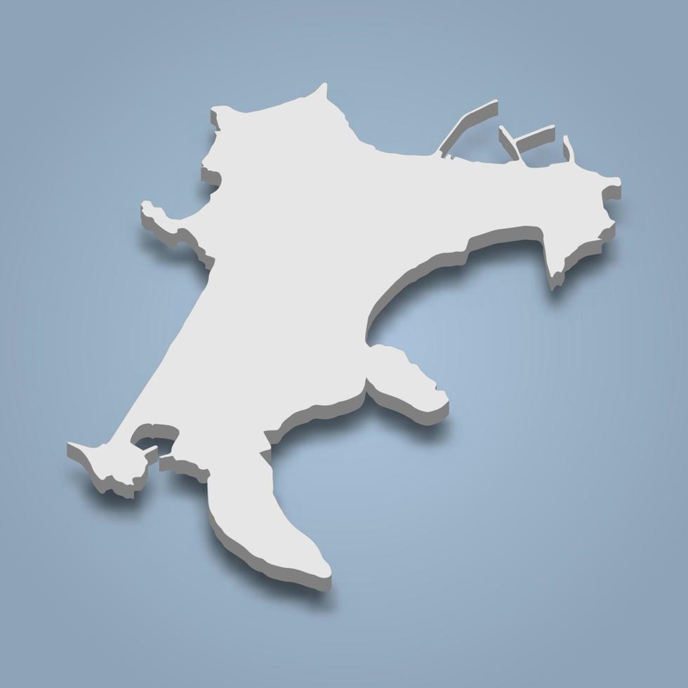 3d mapa isométrico de procida é uma ilha na itália vetor