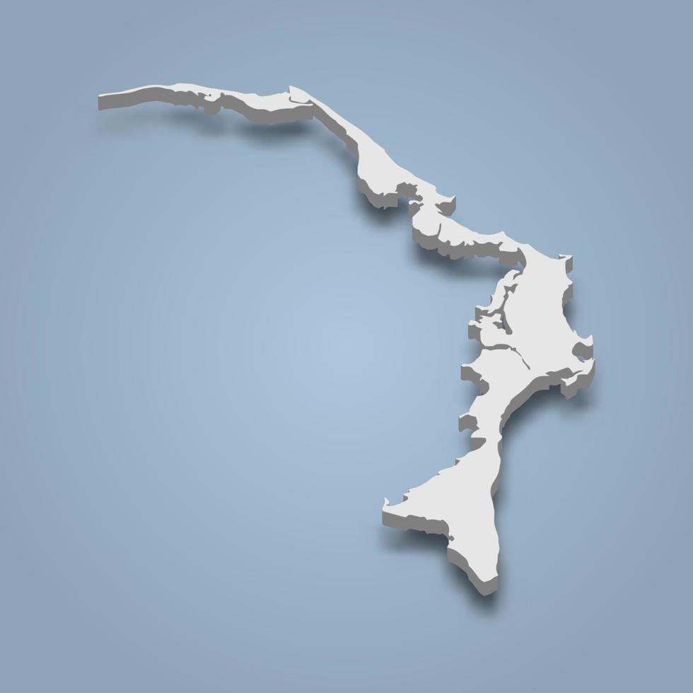 3d mapa isométrico de abaco é uma ilha nas bahamas vetor