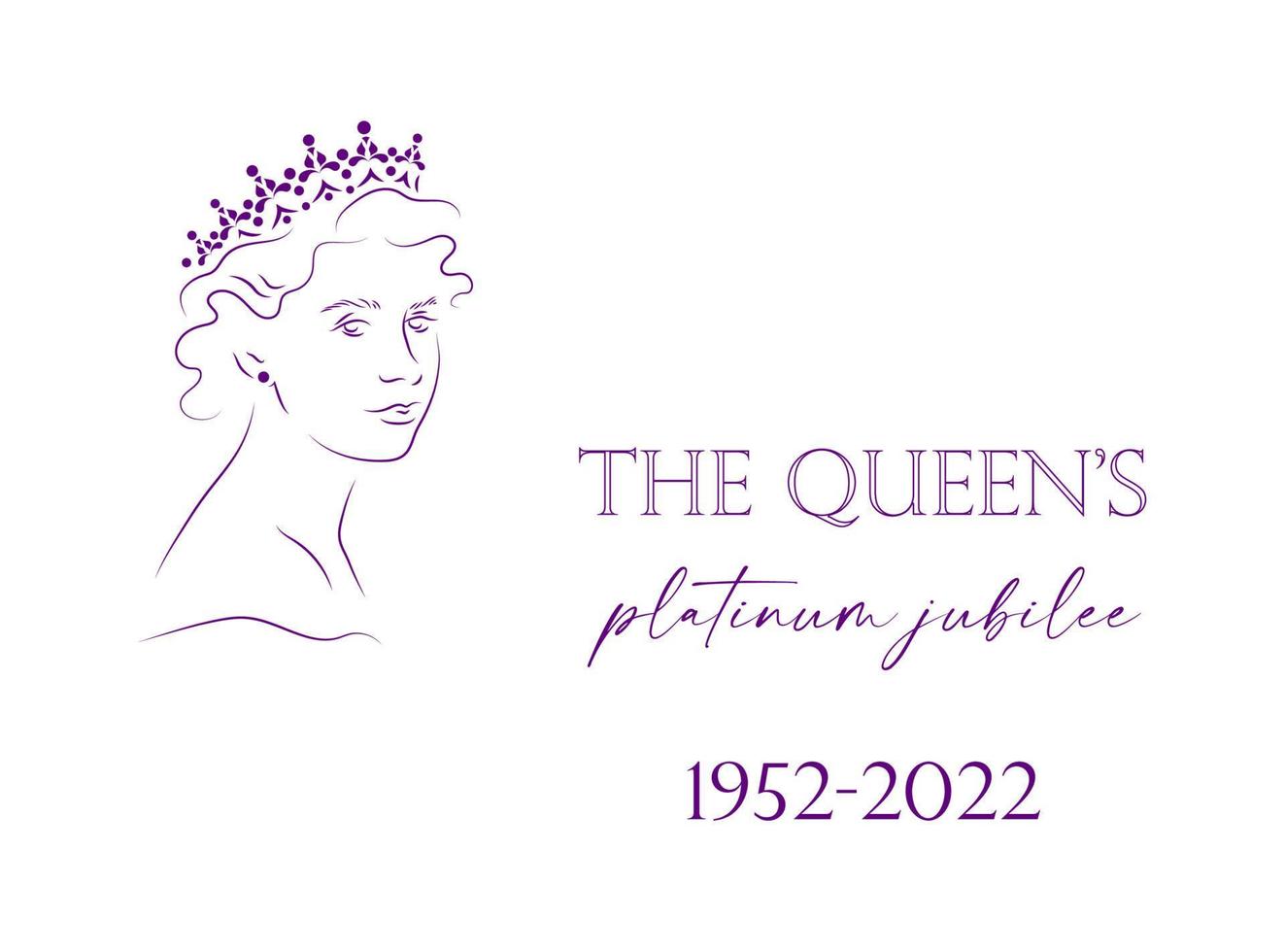 banner de celebração de 70 anos do jubileu de platina da rainha com retrato de linha da rainha elizabeth na coroa. fundo branco. vetor