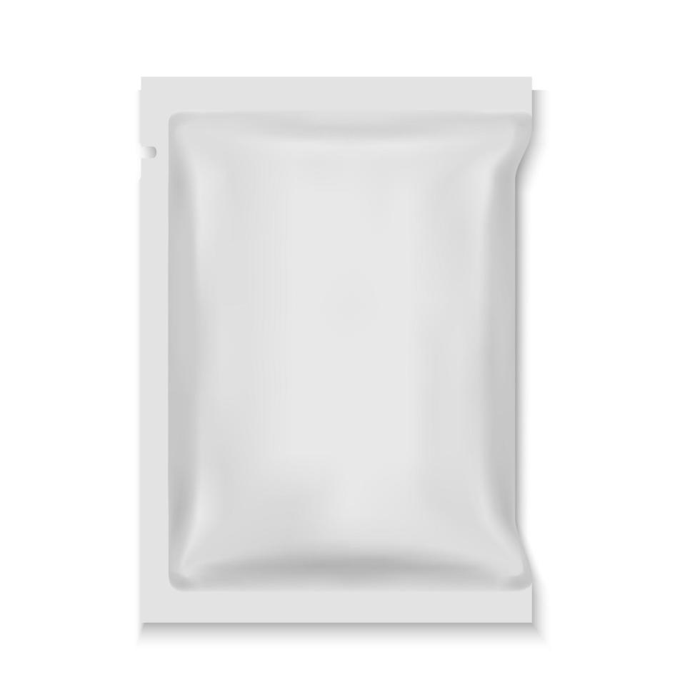 embalagem de saco de comida de folha em branco branca vetor