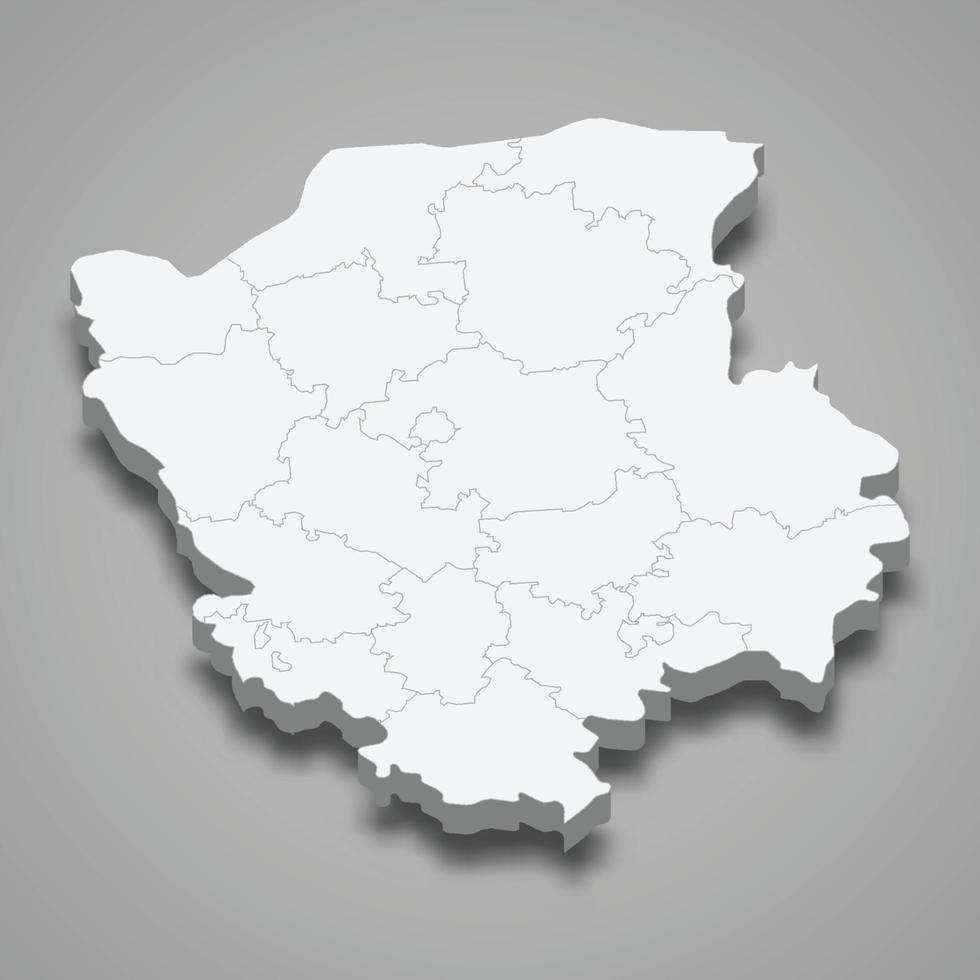 mapa 3d isométrico de volyn oblast é uma região da ucrânia vetor