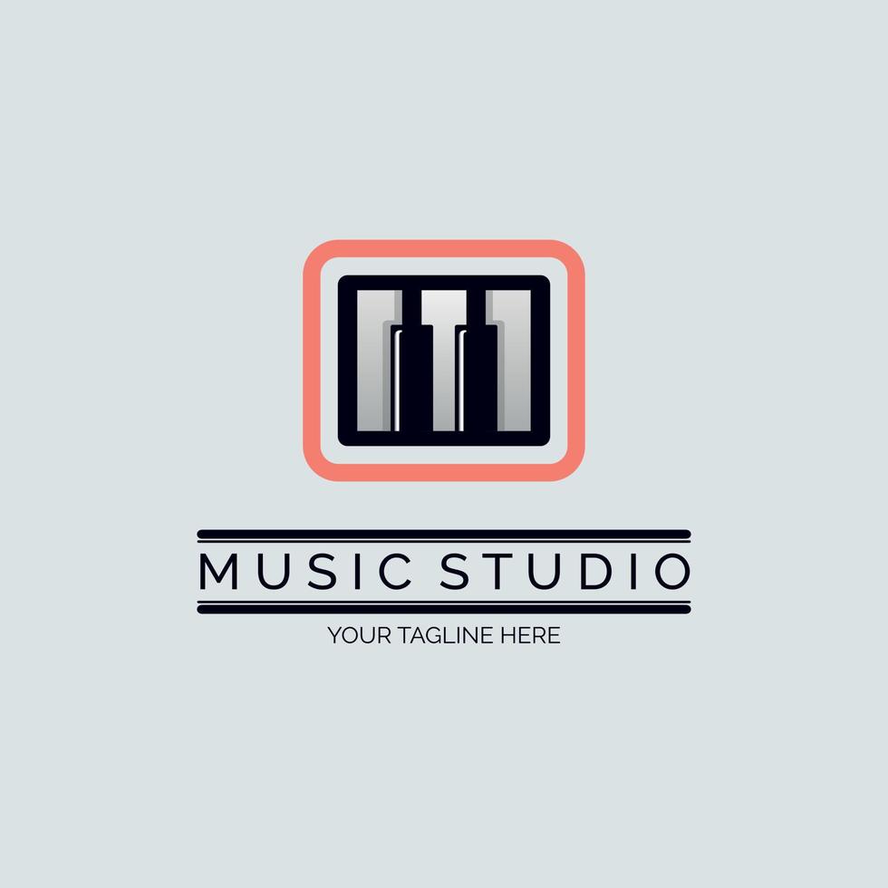 modelo de design de logotipo de letra m de estúdio de música de piano tuts para marca ou empresa e outros vetor