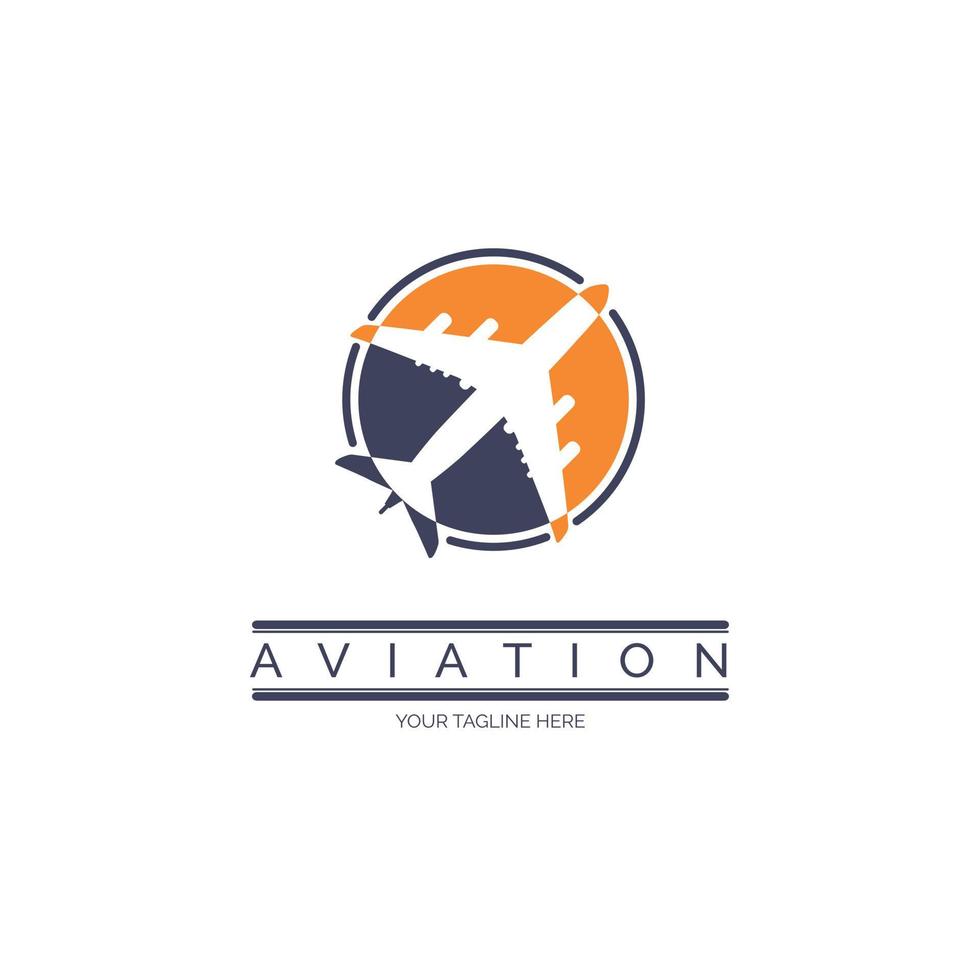 modelo de design de logotipo de avião de aviação para marca ou empresa e outros vetor