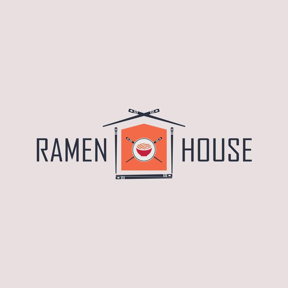 modelo de design de logotipo de macarrão de casa ramen para restaurante ou empresa de marca e outros vetor