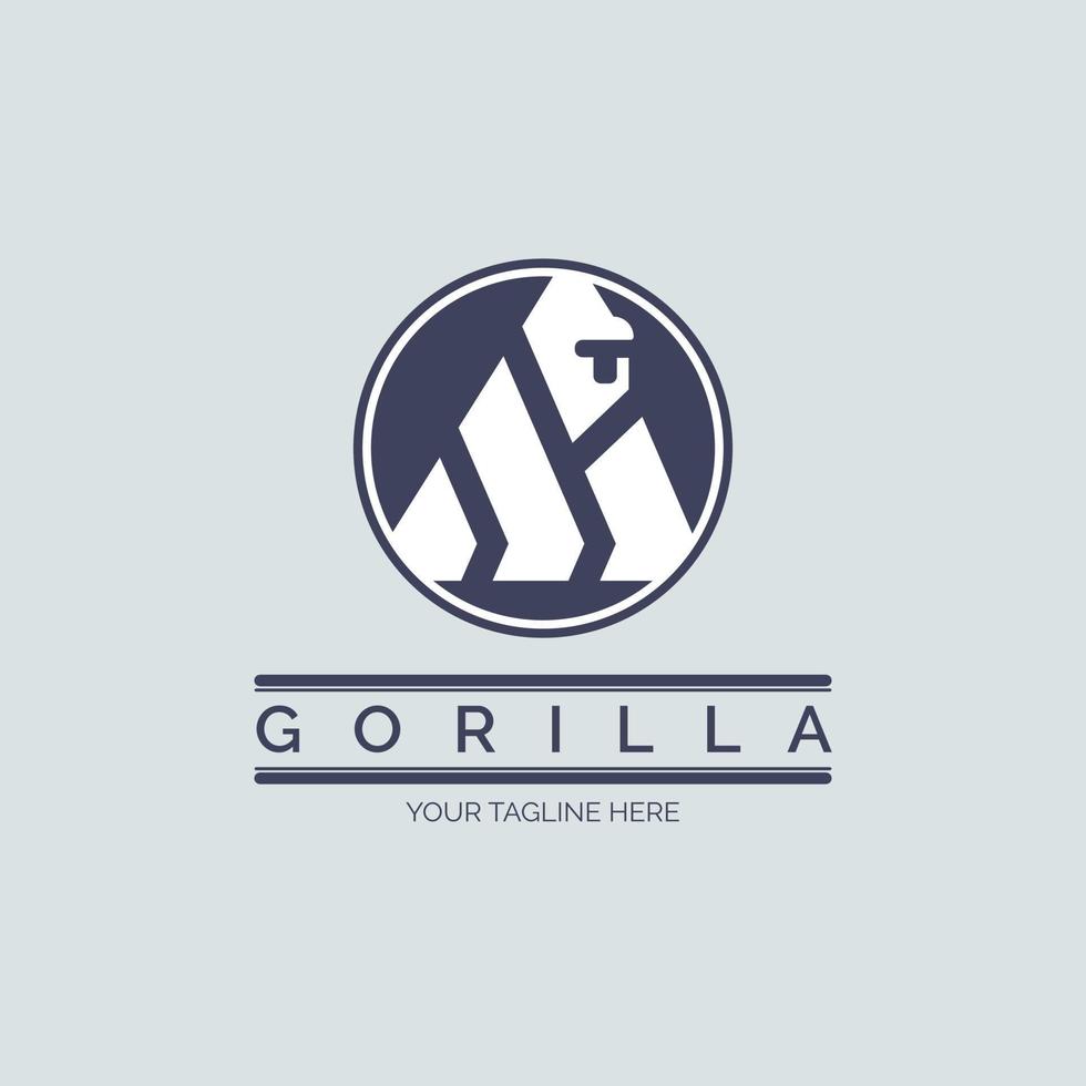 design de modelo de logotipo de círculo moderno de gorila para marca ou empresa e outros vetor