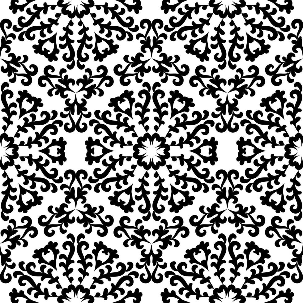 padrão floral sem costura preto e branco. ornamento vintage com redemoinhos. fundo de mandala. para papel de parede, embrulho, têxtil. vetor