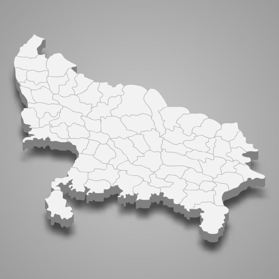 estado do mapa 3d da índia vetor
