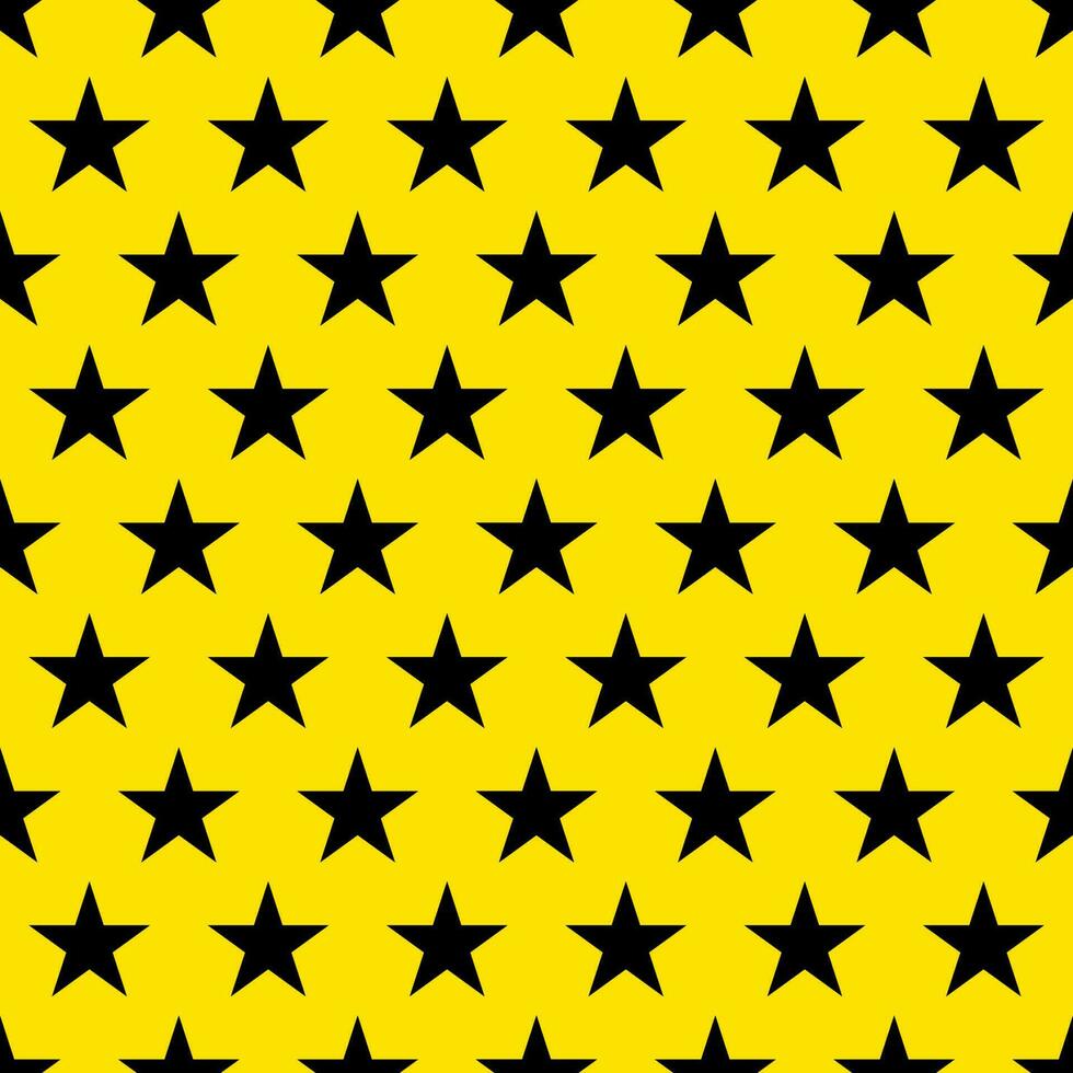 plano de fundo sem emenda com padrão de estrelas preto e amarelo. vetor