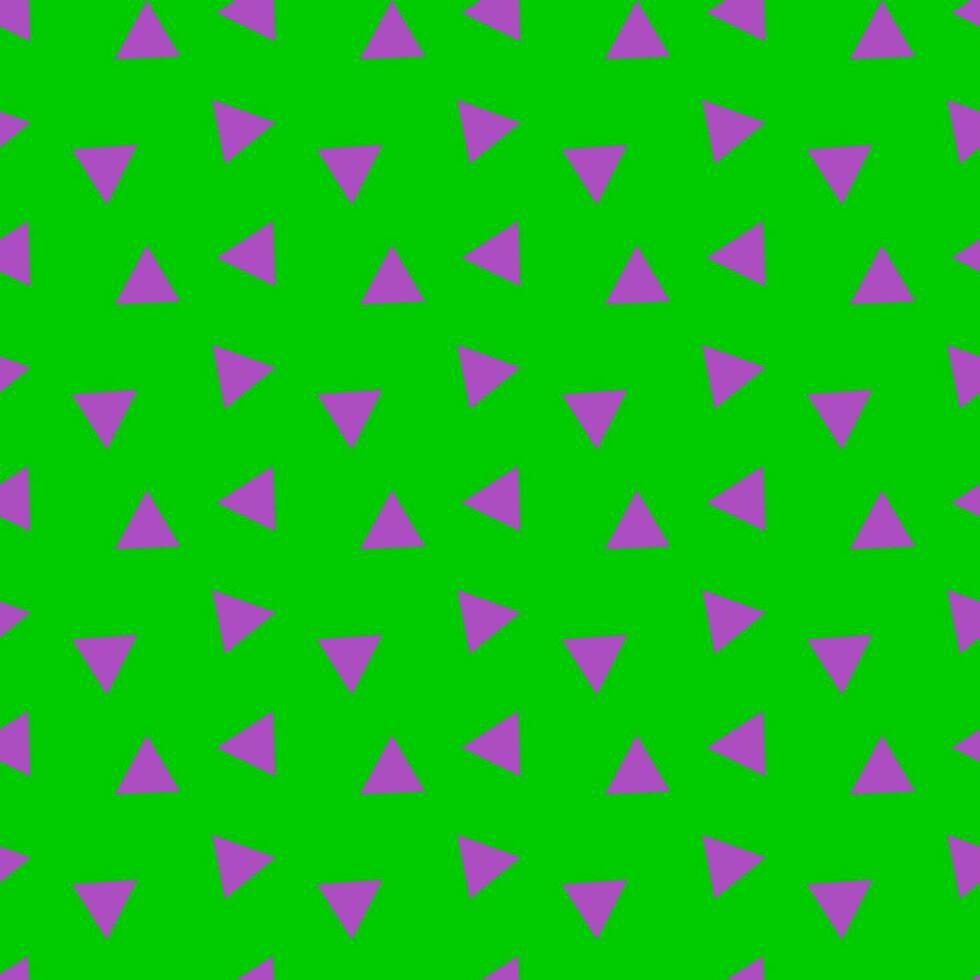 fundo sem costura com padrão de triângulo roxo sobre fundo verde vetor