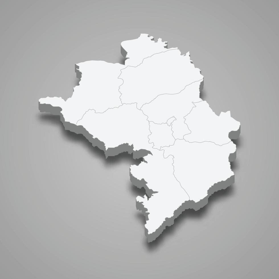 mapa isométrico 3d de artsakh antes de 2020, isolado com sombra vetor