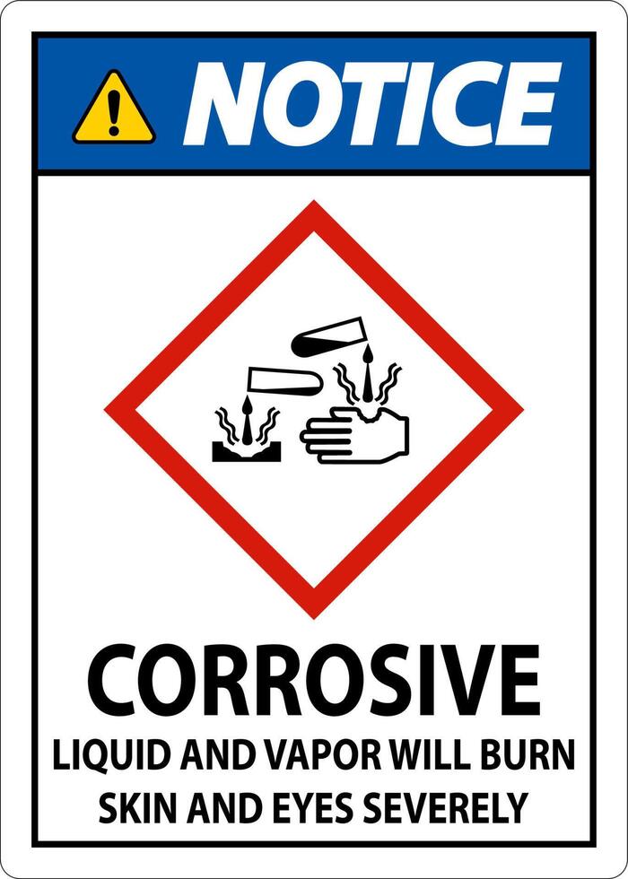 observe o líquido e o vapor corrosivos queimarão o sinal ghs vetor