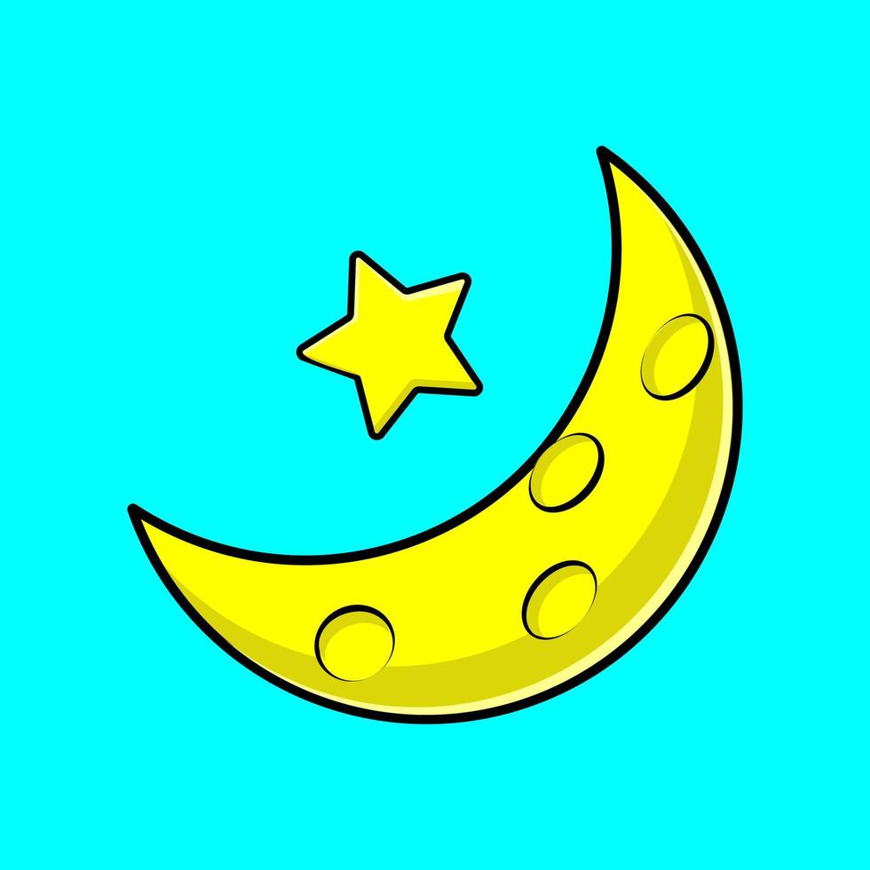 lua dos desenhos animados e ilustração do ícone da estrela dos desenhos animados vetor