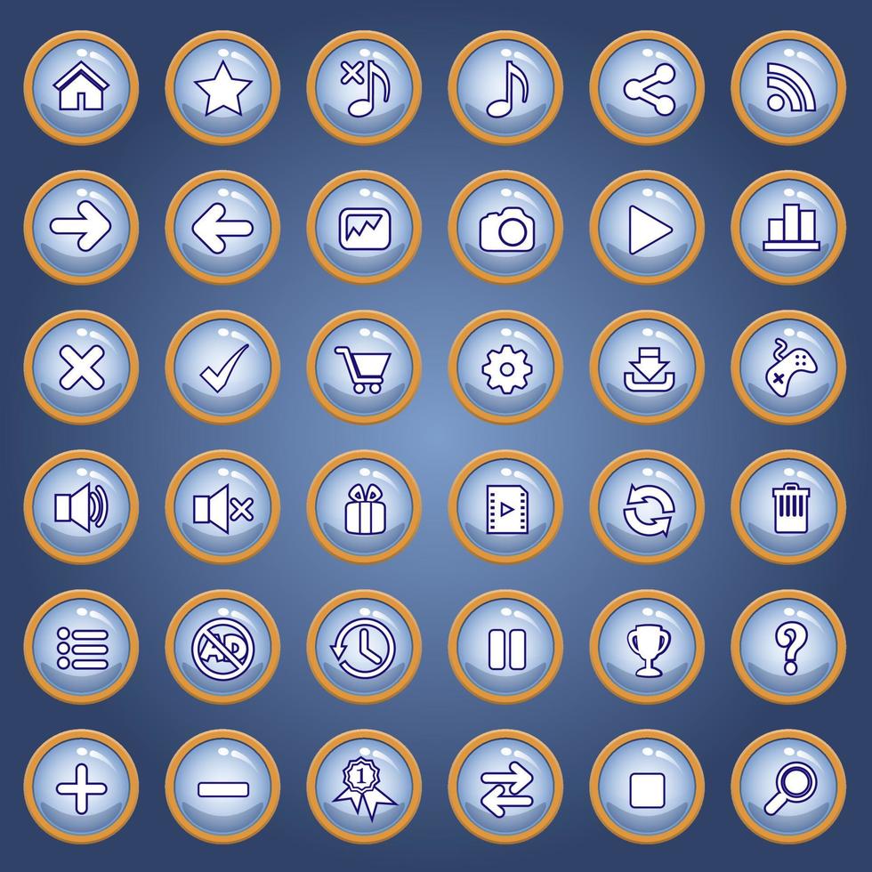 ícone e botão definir cor azul para jogos. vetor