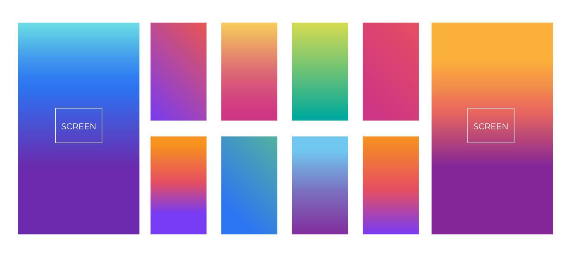 fundos coloridos em cores neon da moda. design vetorial de tela moderna para aplicativo móvel. gradientes abstratos de cores suaves. vetor
