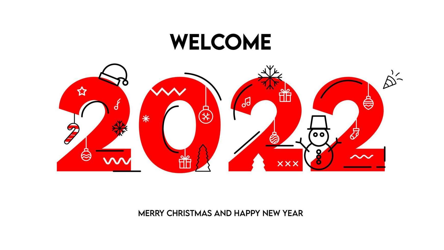 feliz natal e feliz ano novo 2022 cartão de negócios. cartão de convite de festa, banner do site, banner de mídia social, material de marketing, calendário. ilustração vetorial vetor