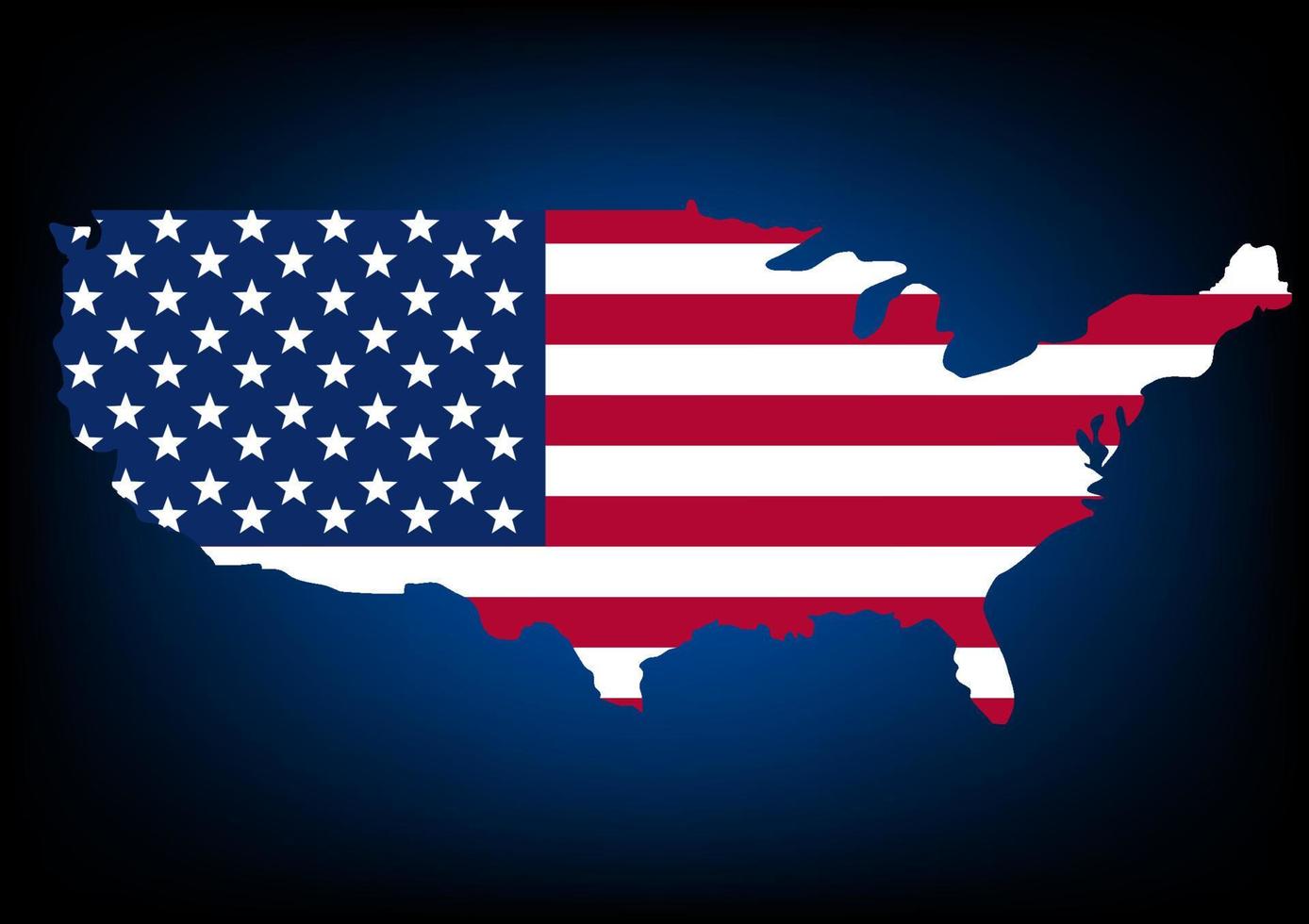 vetor de mapa de bandeira americana com fundo azul