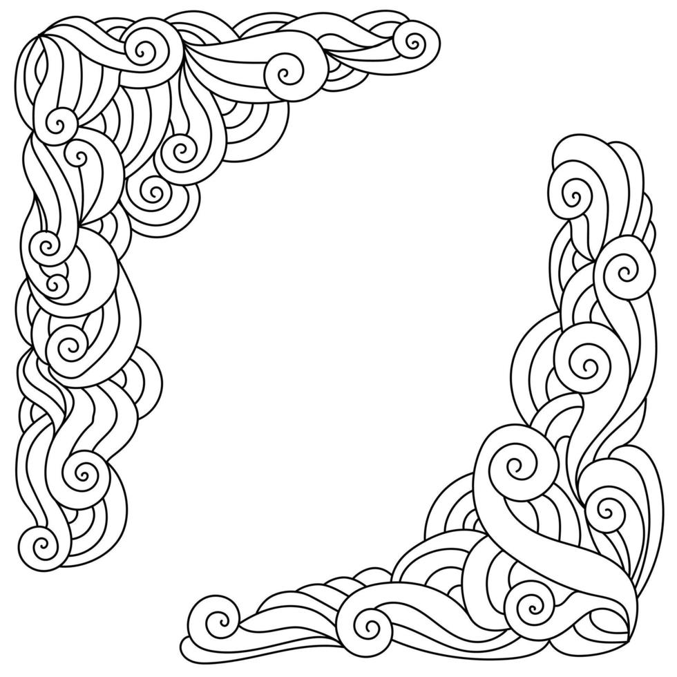 canto de doodle com padrões ornamentados, página para colorir meditativa ou elemento decorativo vetor