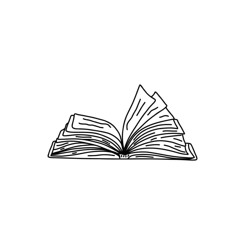 design de ícone de símbolo de vetor de contorno de livro aberto, isolado no fundo branco