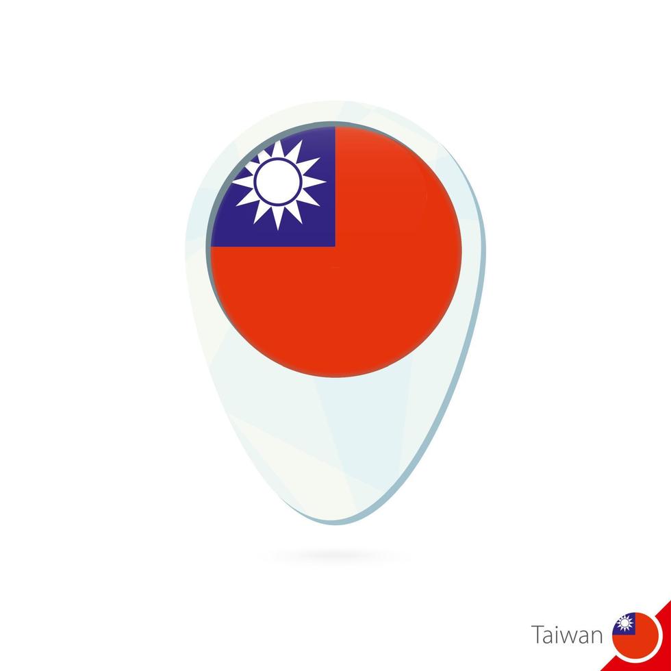 ícone de pino do mapa de localização da bandeira de taiwan em fundo branco. vetor