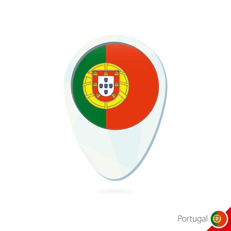 ícone de pino do mapa de localização da bandeira de Portugal sobre fundo branco. vetor