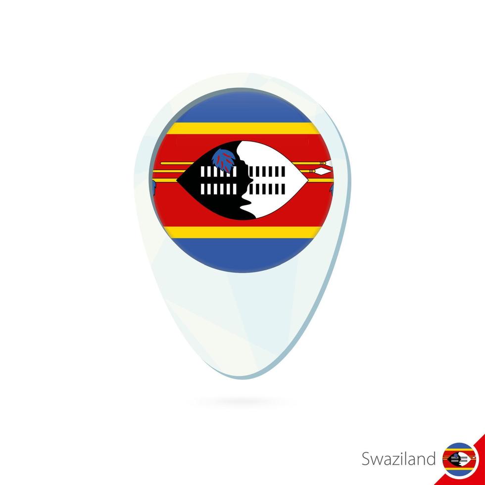 ícone de pino do mapa de localização da bandeira da suazilândia no fundo branco. vetor