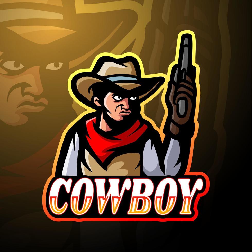 design de mascote de logotipo de esporte de cowboy vetor