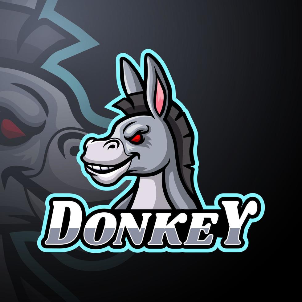 design de mascote de logotipo de esport burro vetor