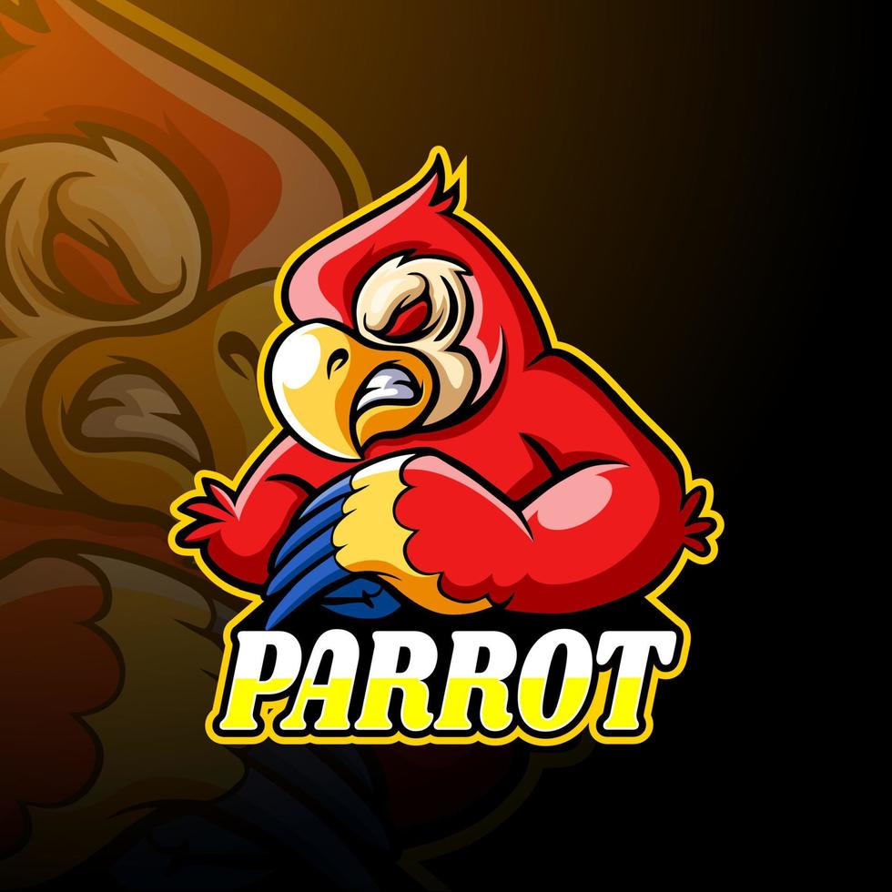 design de mascote de logotipo de esport papagaio vetor