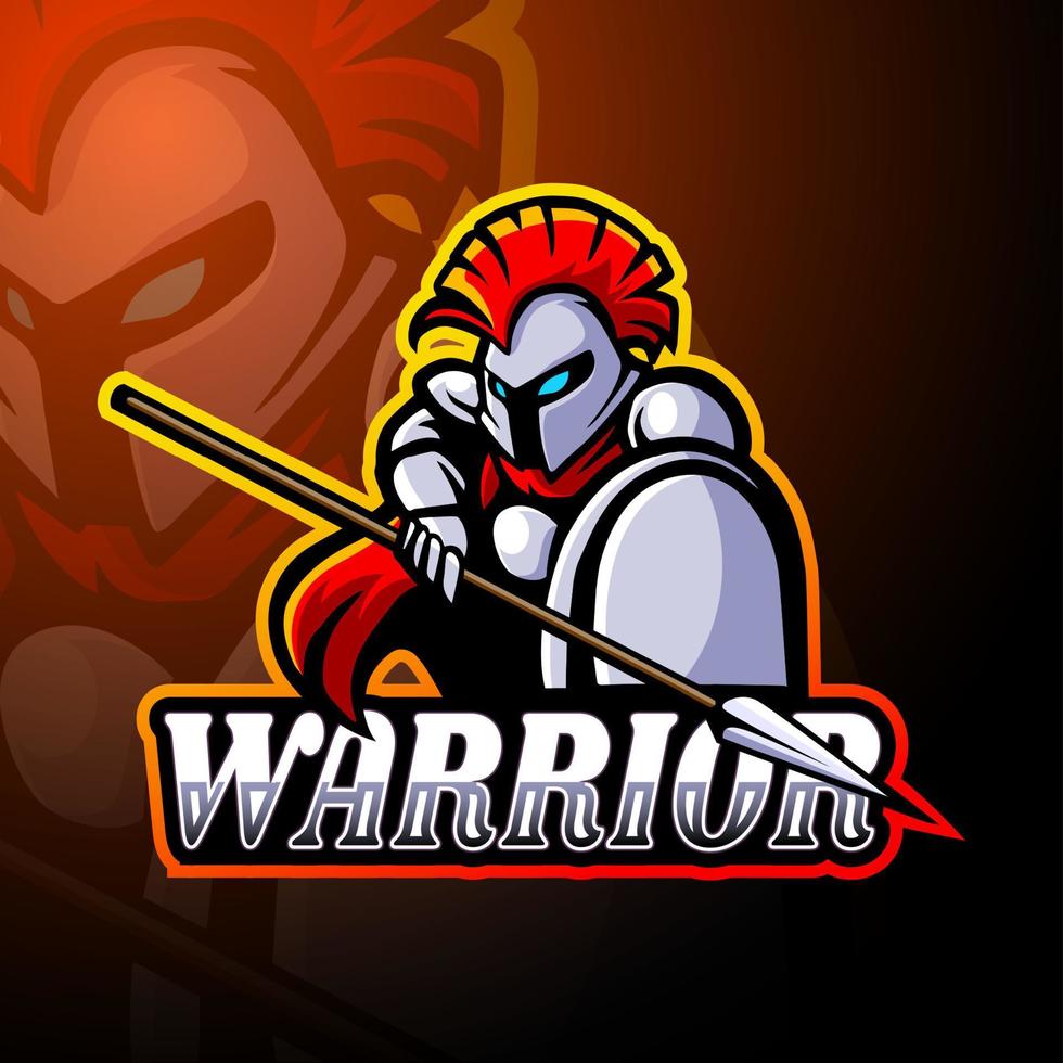 design de mascote de logotipo de esport guerreiro vetor