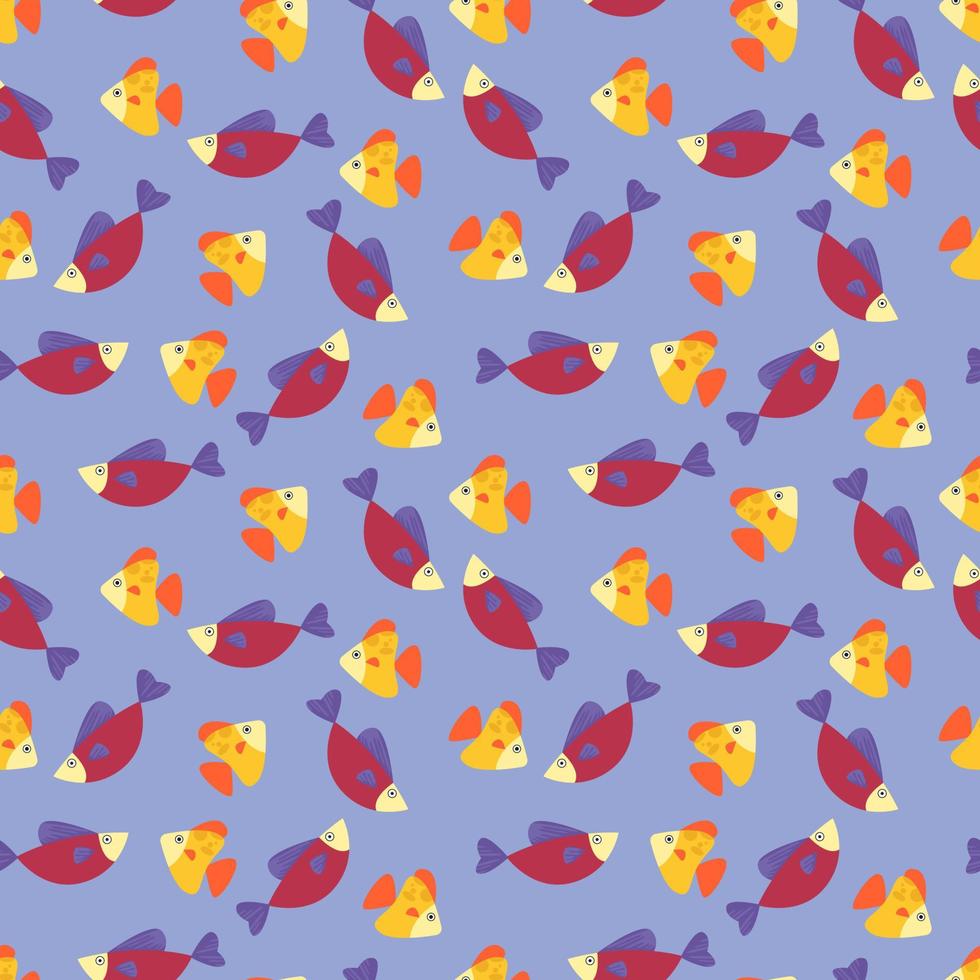 design de padrão de amostras de desenhos animados de peixe bonito vetor