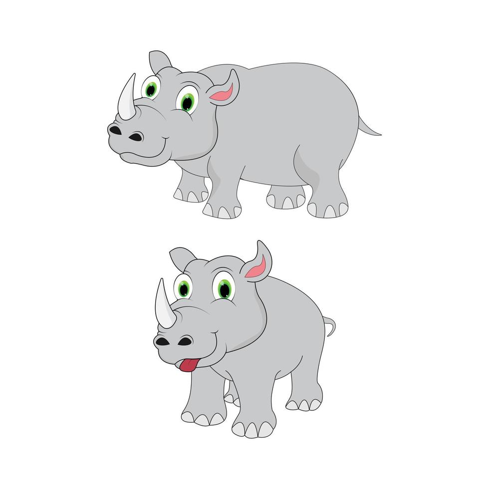 ilustração vetorial simples de desenho de rinoceronte fofo vetor