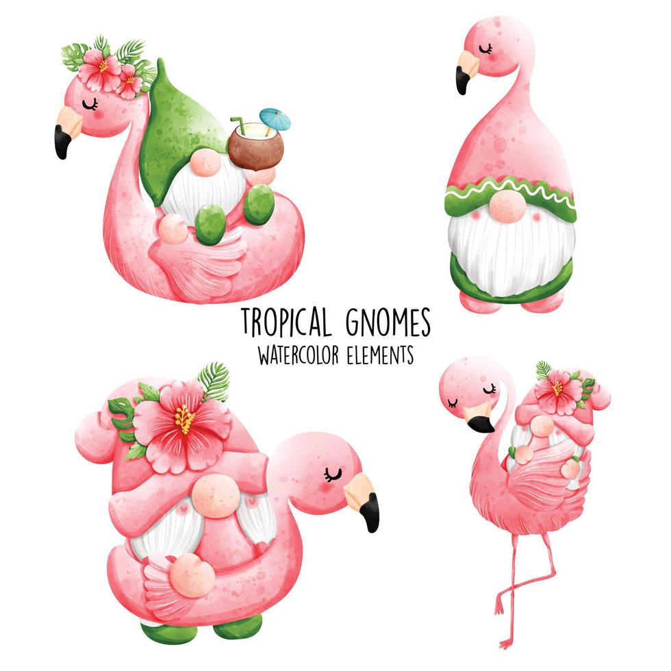 gnomo flamingo, gnomo verão. ilustração vetorial vetor