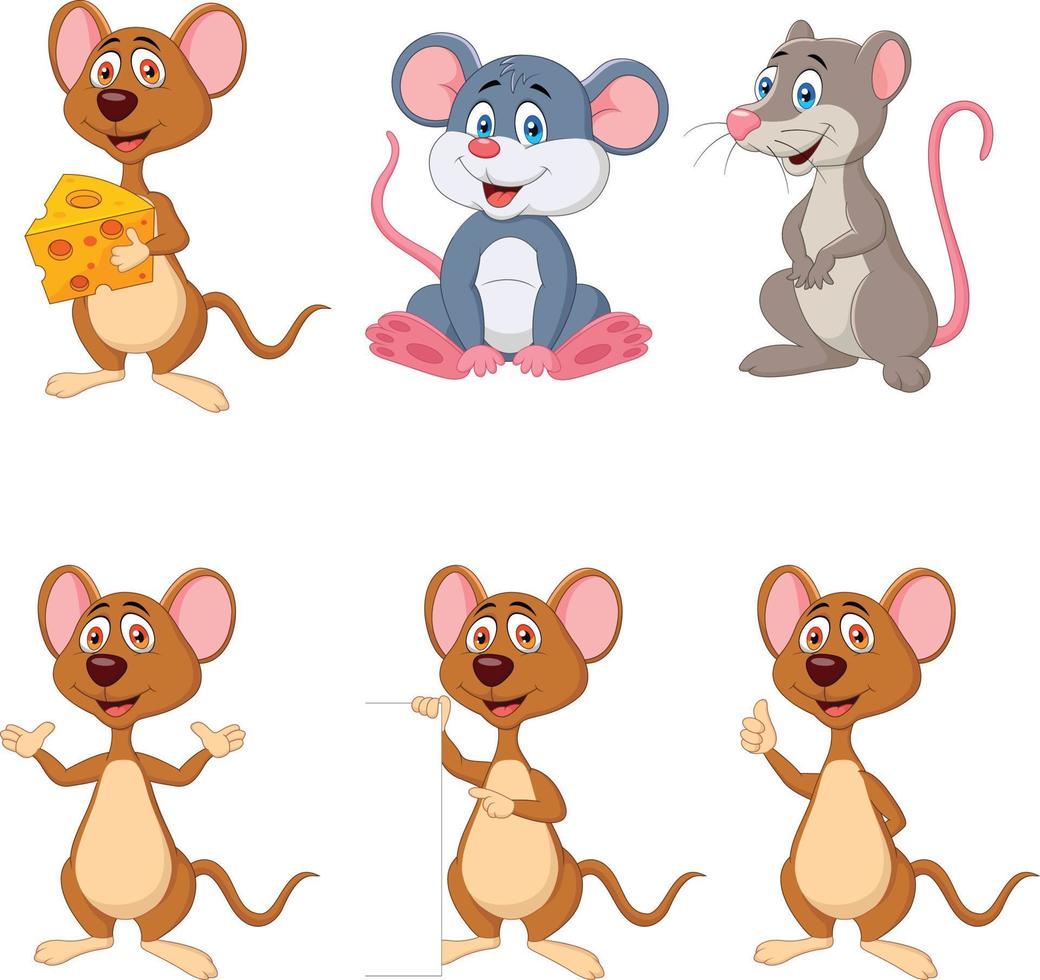 conjunto de coleção de rato engraçado dos desenhos animados vetor