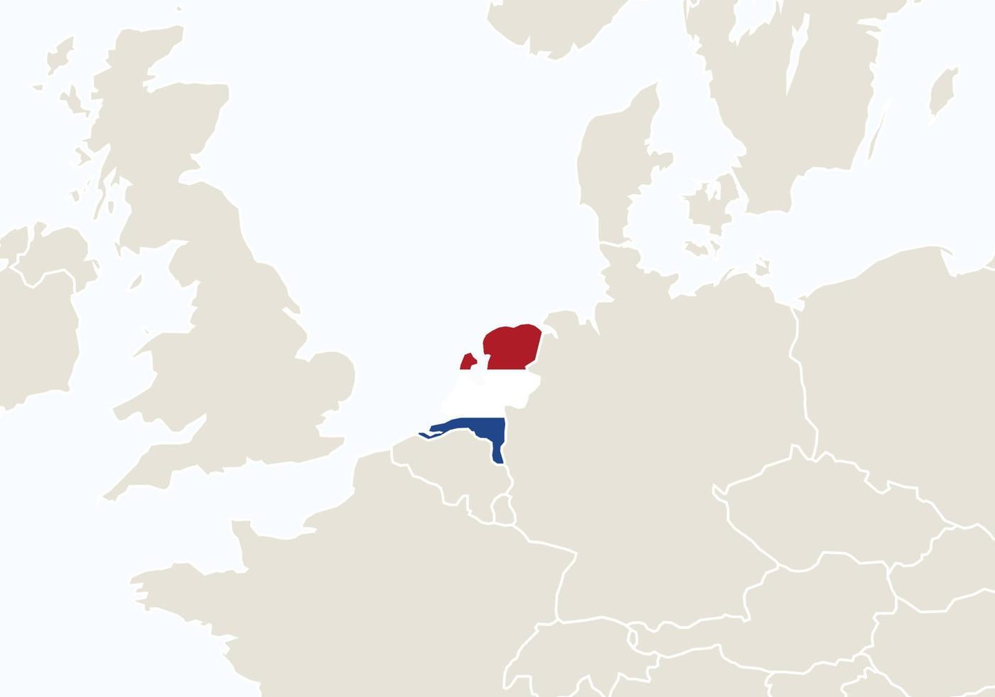 europa com mapa destacado da holanda. vetor