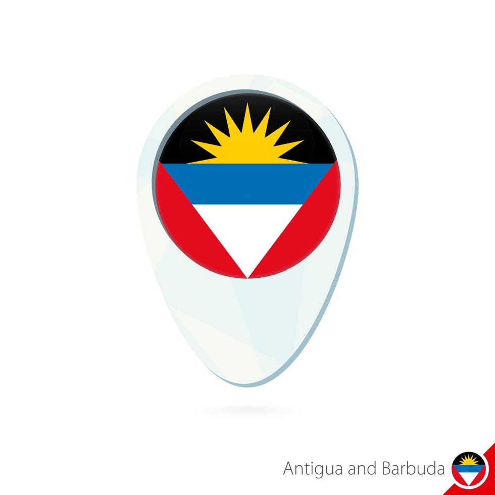 ícone de pino de mapa de localização de bandeira de antígua e barbuda em fundo branco. vetor