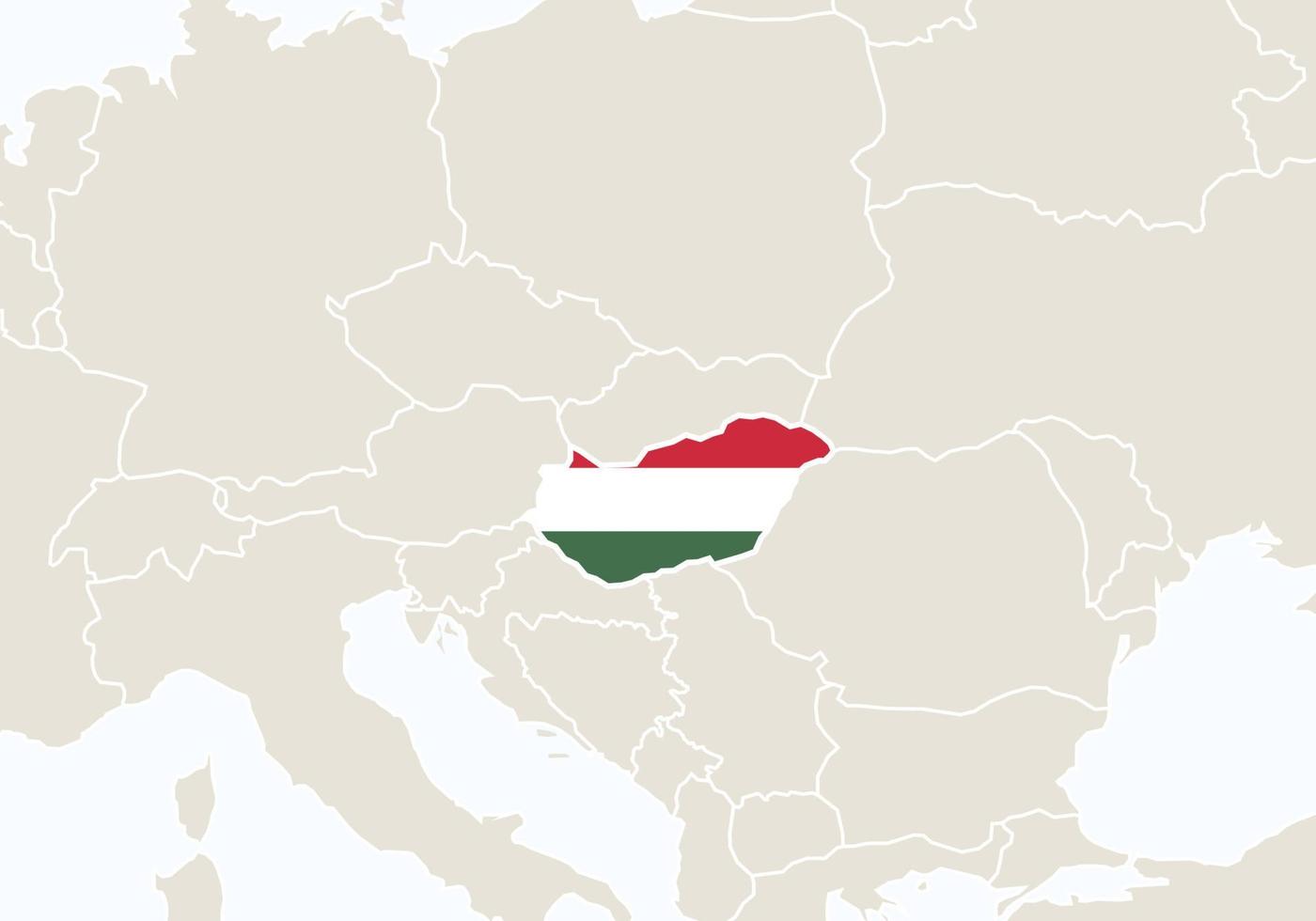 Europa com mapa destacado da Hungria. vetor