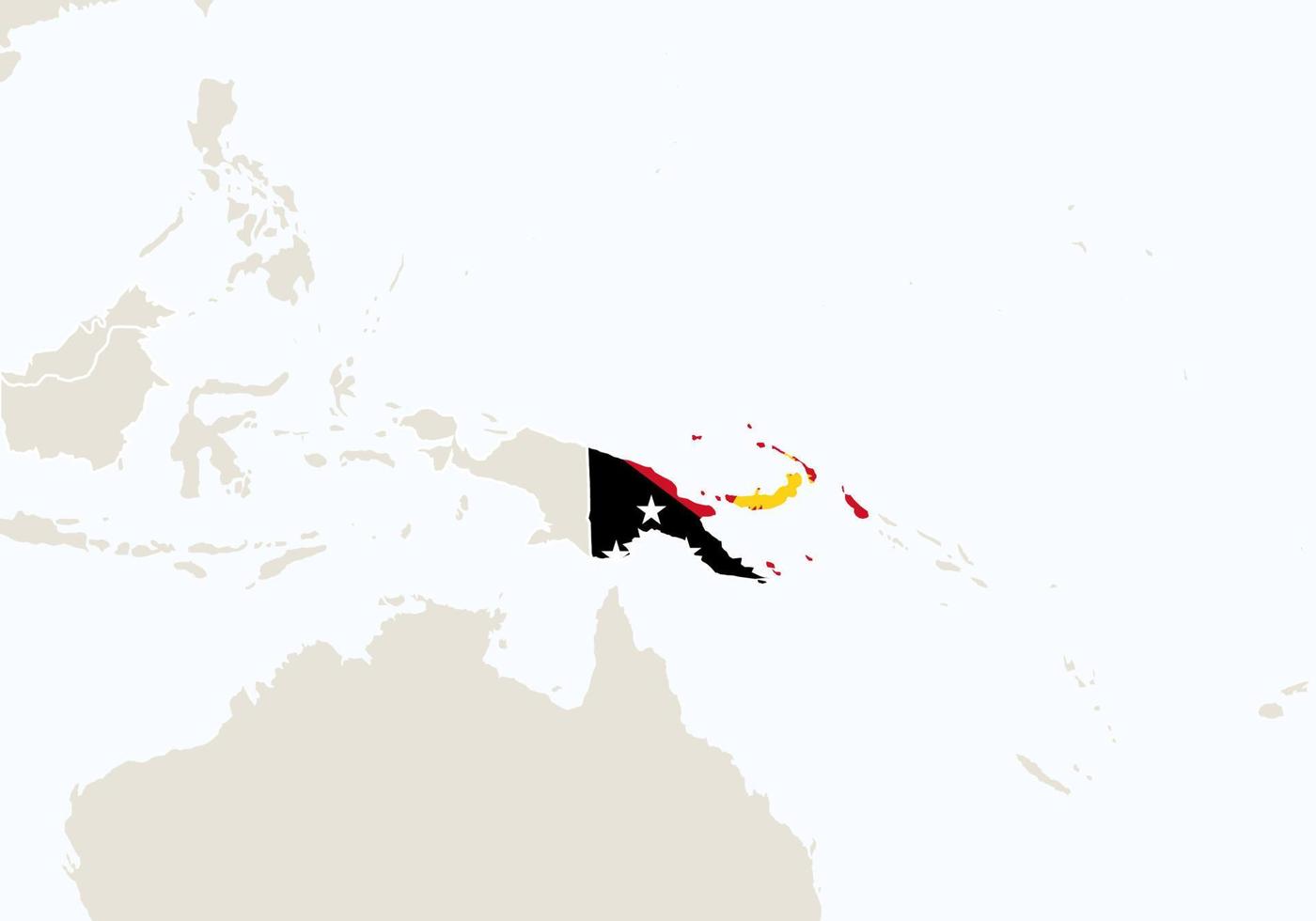 oceania com mapa destacado de papua nova guiné. vetor