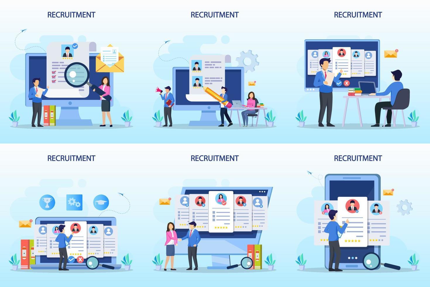 ilustração vetorial de recrutamento, estamos contratando estilo de modelo de vetor plano adequado para página de destino da web, plano de fundo.