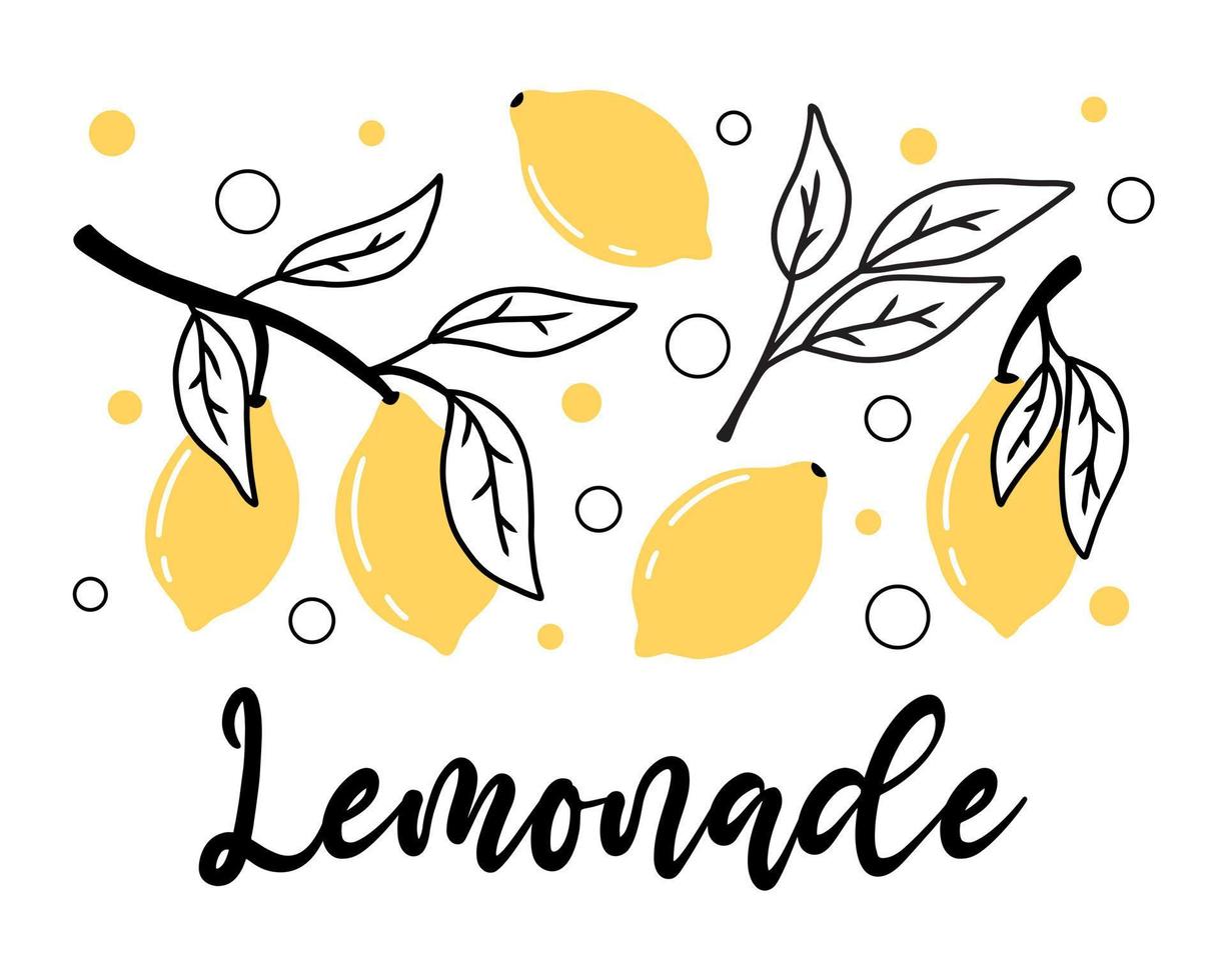 estilo doodle. ilustração vetorial. conceito de limonada. limonada de limão. vetor