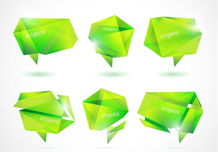 Fresh Green Origami Banners Vector Pack